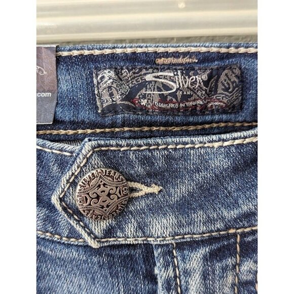 Silver Jeans Shorts Low Rise Indigo Cuffed Denim Straight Women's 28 NEW - Picture 4 of 7